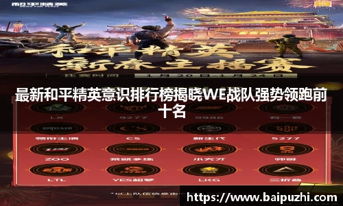 最新和平精英意识排行榜揭晓WE战队强势领跑前十名